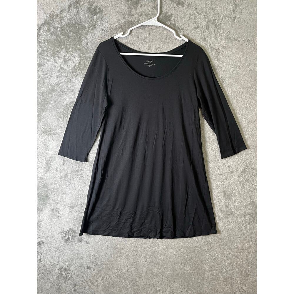 J. Jill Ballet Sleeve Tunic Black Minimalist Soft Stretch Swing SM Classic New